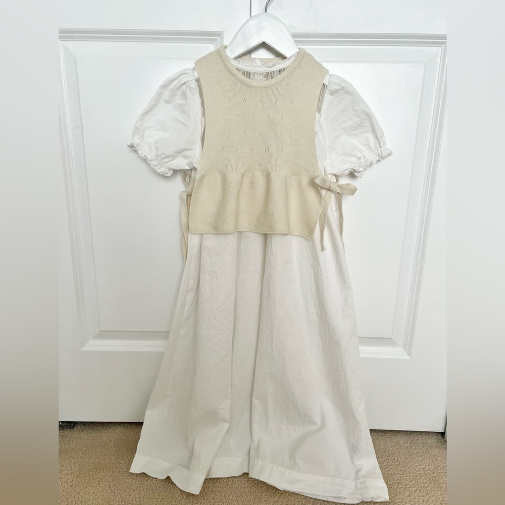 Elegant Cream Kids Dress 6y